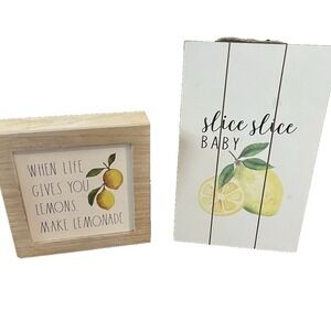 Lemon Theme Wooden Sign Set of 2 Kitchen Wall Art Small‎ And Medium